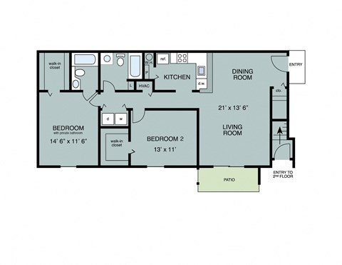 2 bedroom 2 bathroom garden apartment